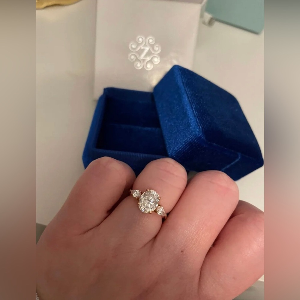 2 carat Oval Moissanite Diamond Rose Gold Engagement Ring
